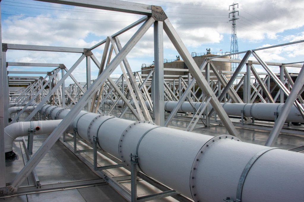 Grey pipe at Northumbrian Water's Howdon site